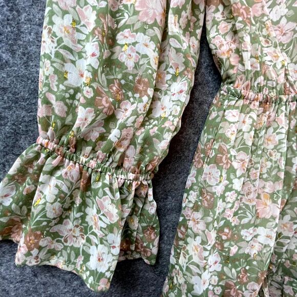 ILLA ILLA Dress S Knotted Front Ruffle Hem Sheer Cutout Peasant Cottage Fairy - Picture 8 of 8